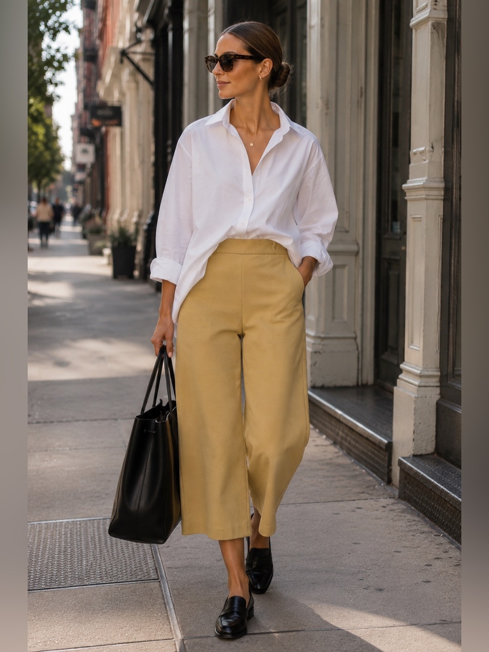 Tibi Golden Wheat High Rise Cropped Wide Leg Pants Sz 2